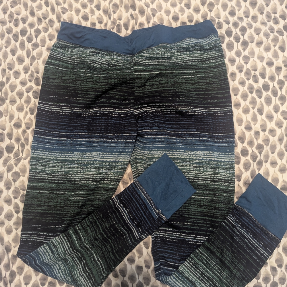 Cuddl Duds Blue and Green Striped Women's Pajama Set